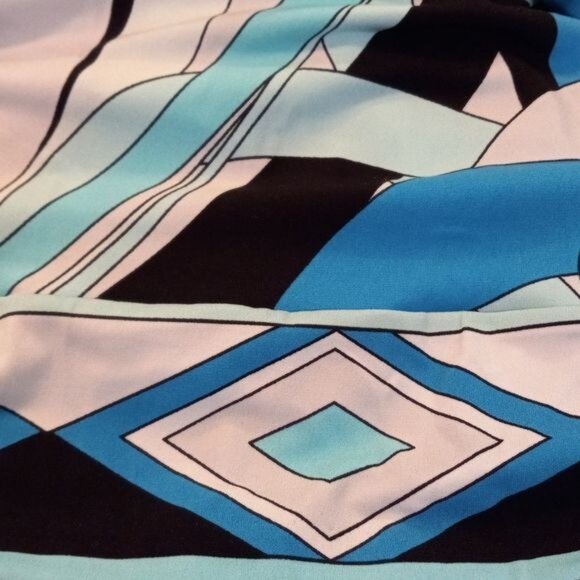 Michael Michael Kors XL Dress Abstract Mod Pop Art Print Long Sleeve Summer Blue - Picture 8 of 12